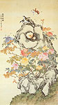Starlings and Peony. Chinese painting, Ju Lian.