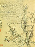 Old Fishman on the River. CHinese painting. Hun Shouping