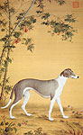 Dog in the Bamboo Shade,  Chinese paintings, Lang Shining, QIng Dynasty, Chinese painting