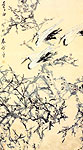 Cranes and Plum Blossom. Painting of China, Xu Gu
