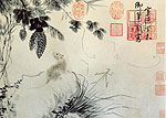 painting of Balsam Pear and Mouse, Zhu Zhanji