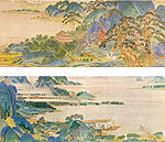 Landscape of Xun Yang, Qiu Ying, Chinese paintings