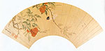 Lichi and Bird. Chinese painting, Yin Zicheng