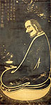 Bodhidharma Sat Facing the Wall. Chinese painting.
