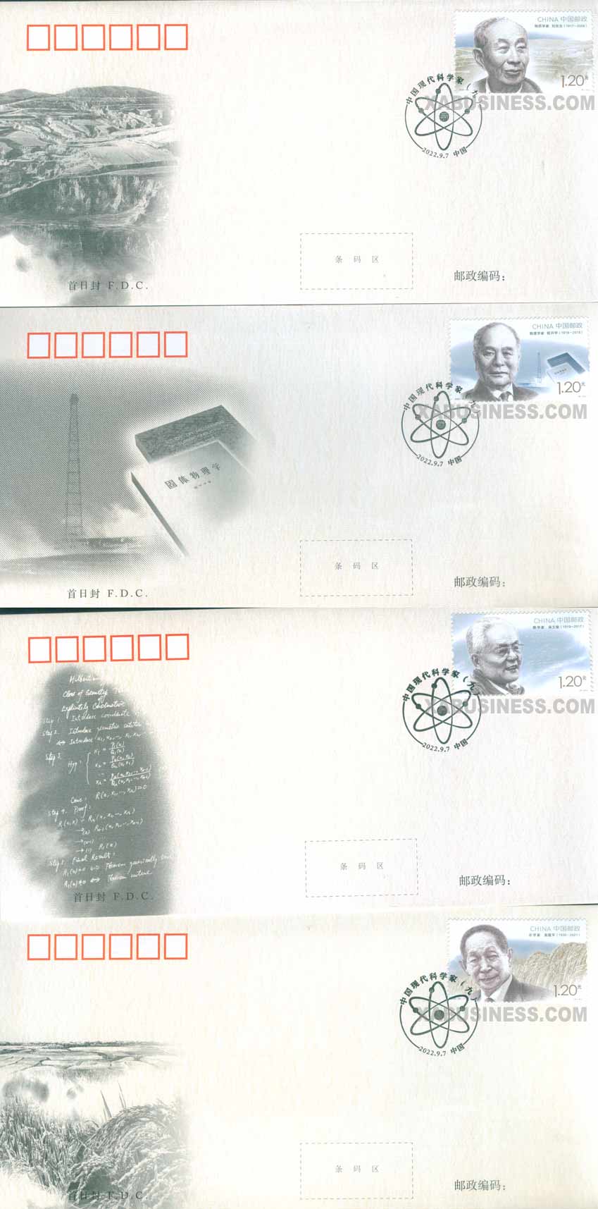 Scientists of Mordern China (9th Sets) (FDC)