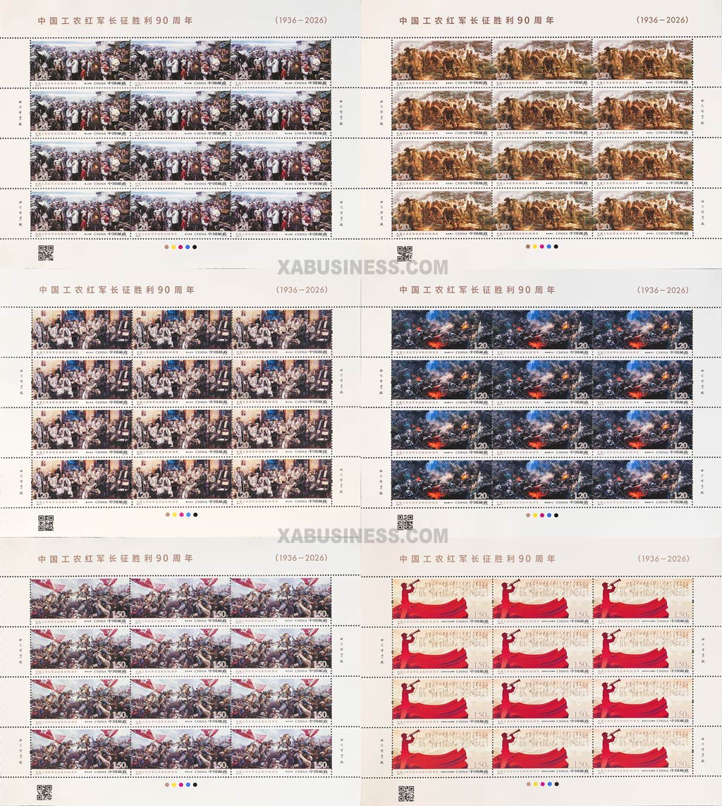 90th Anniversary of the Victory of the Long March of the Chinese Workers' and Peasants' Red Army (Full Sheet)
